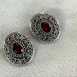 Sterling Silver & Red Garnet earrings
